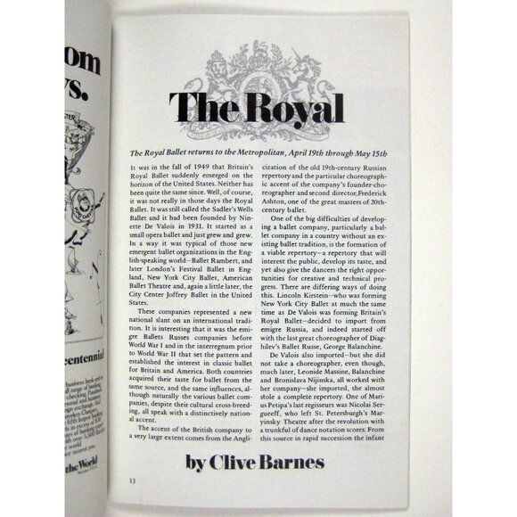 Metropolitan Opera Stagebill 1996 Lincoln Center Royal Ballet Swan Lake Musty - Picture 4 of 7